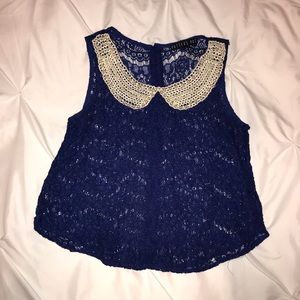 Lace & Pearl Collar Top